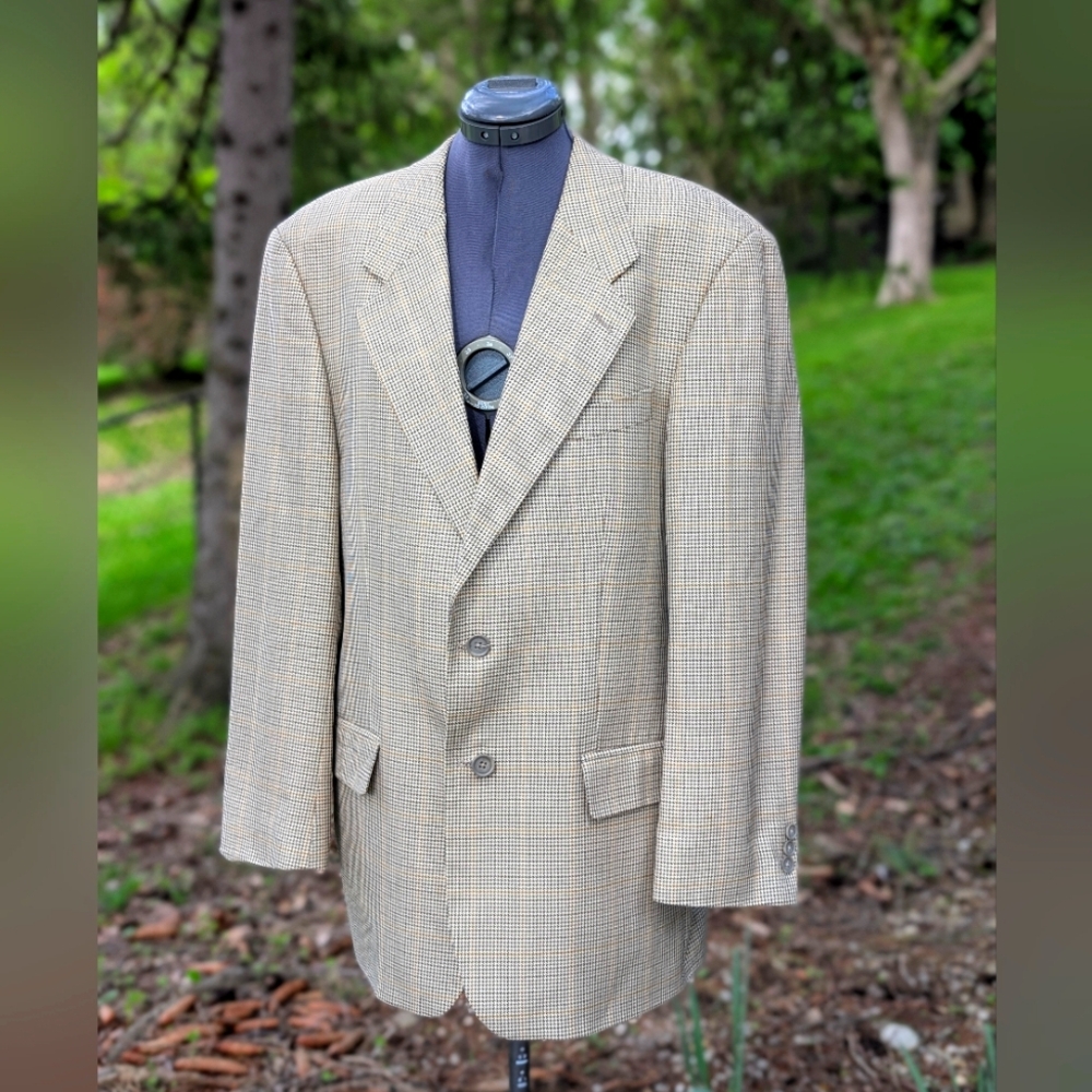 40R Brandini Kaufmanns Hounds tooth Check Dinner Jacket Tan Blazer Canadan
